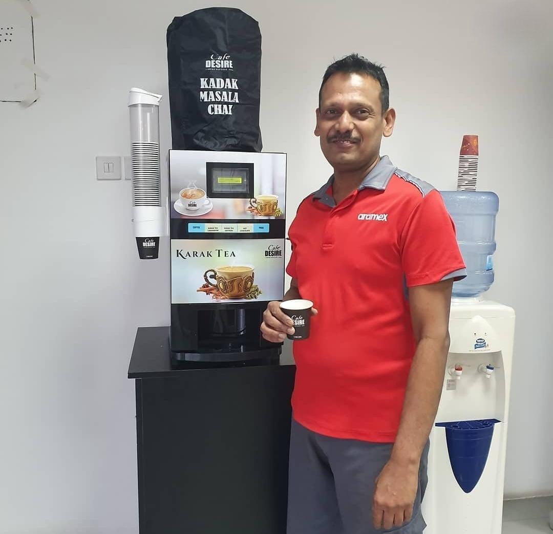 Aramex office Café Desire karak tea installation