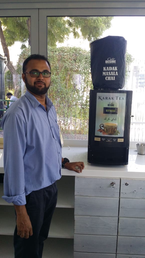 Karak tea machine installed at an Oman corporate office